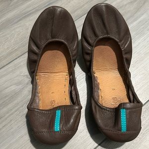 TIEKS By Gavrieli Brown Italian Leather Slip On Ballet Flats Shoes Size 9